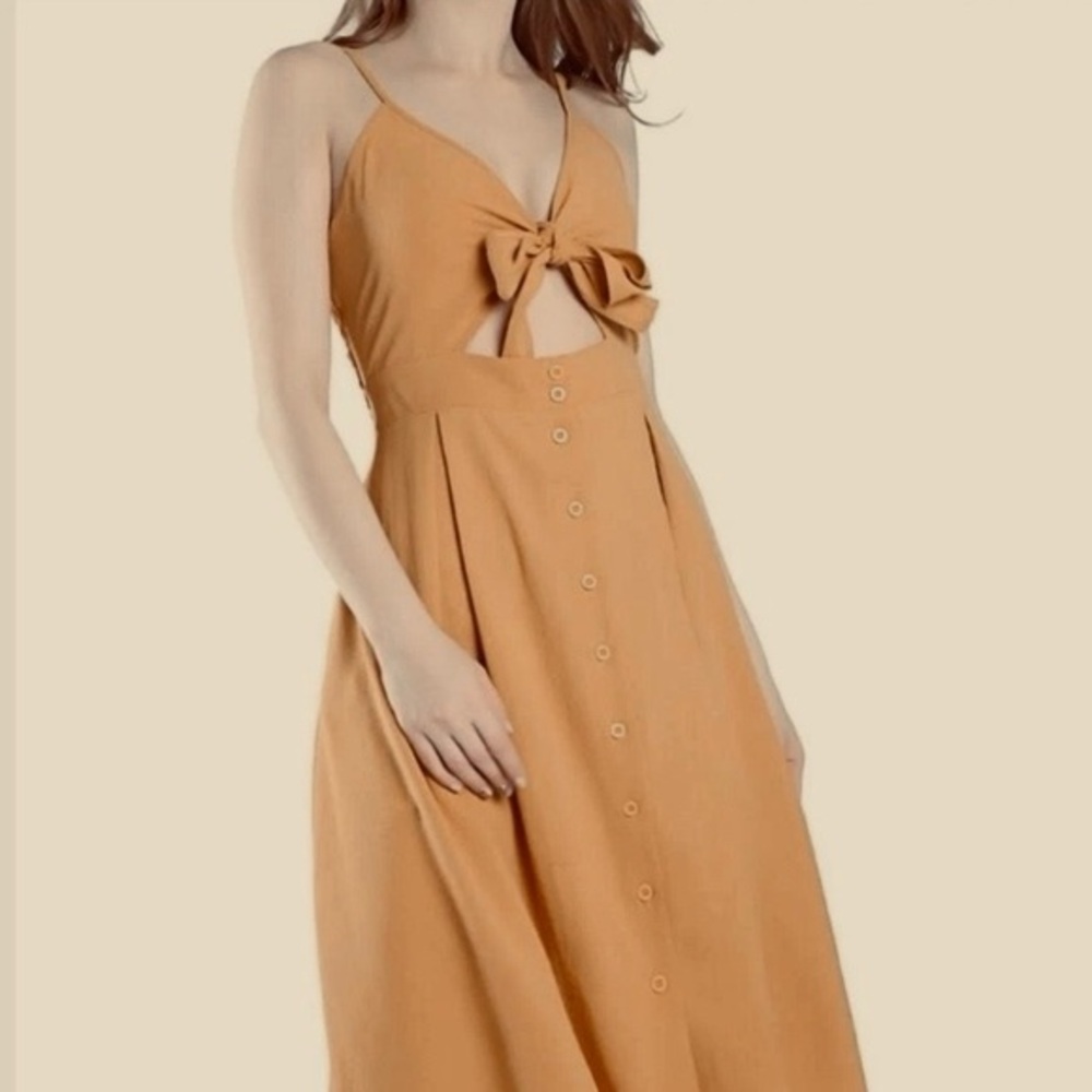 JUSTIFY Mustard Tie Bodice Maxi Dress XL
